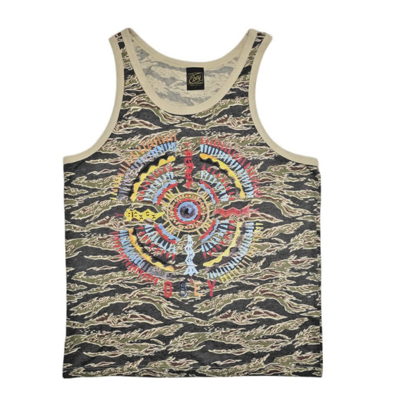 Obey Camo Sunburst Graphic Tank-Made in USA Size S - Picture 1 of 9